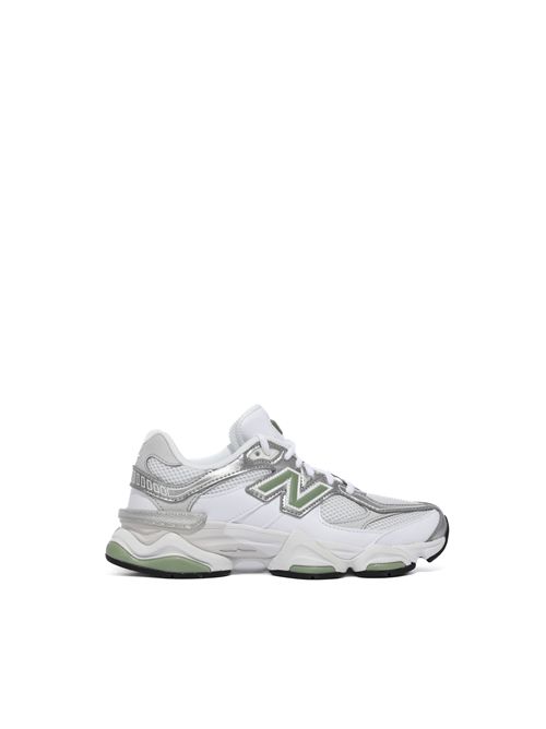 Sneakers 9060 3B6 in pelle e mesh White Silver Green NEW BALANCE | U90603B6